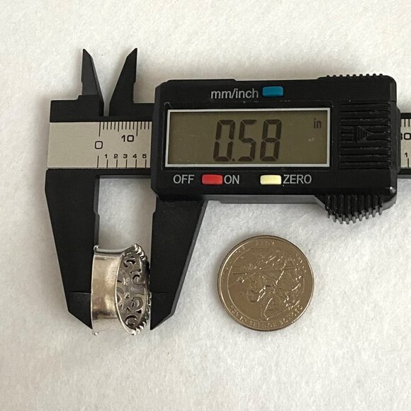 Sterling Silver 925 Curved Pierced Scrollwork 0.5" Wide Band Ring Size 6.5 - Picture 13 of 16